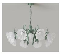 Watch Winders for Men and Women Garden Green Flower Ceiling Chandelier Living Room Bedroom Flower Lamp Romantic Dining Room Iron Chandelier(9 Heads)