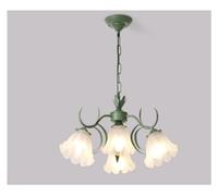 Watch Winders for Men and Women Garden Green Flower Ceiling Chandelier Living Room Bedroom Flower Lamp Romantic Dining Room Iron Chandelier(4 Heads)