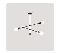Watch Winders for Men and Women Scandinavian Chandelier Long Rod Art Deco Chandelier E27 - Bedroom Dining Room Living Room Magic Bean Lamp(Warm Light,Black - 4 Heads)
