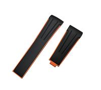 Watchband 20 mm Band de montre en caoutchouc en silicone à extrémité incurvée pour la sangle de rôle pour Daytona pour Submariner GMT Explorer 2 ceinture (couleur: orange noir, taille: sans boucle)