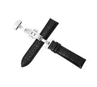 Watchbands en Cuir Montre Bracelet de 22mm Montre Bande Double Presse Automatique Fermoir Papillon, 22mm
