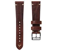 WatchGecko Bracelet de montre de rechange en cuir italien véritable fait à la main - 18 mm, 19 mm, 20 mm, 21 mm, 22 mm, Brun rougeâtre, 21mm, sangle, classique
