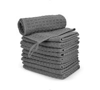 watchget Barista Lot de 10 chiffons de nettoyage en microfibre à tissage gaufré pour machine à café, bar et café, gris foncé (30,5 x 30,5 cm)