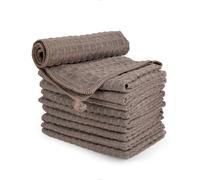 watchget Barista Lot de 10 micro chiffons en microfibre gaufrée pour café, bar, machine à café, marron (30,5 x 30,5 cm)
