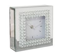 Watching Clocks Horloge de cheminée élégante et moderne en verre avec bord en cristal