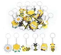 WatDenyFine Lot de 30 Porte-Clés Abeille - Pendentif Mignon - Animaux - Pendentif pour Clés - Cadeaux pour Enfants, Amis, Cartable, Trousse à Crayons, Cadeau d'Anniversaire - Abeille