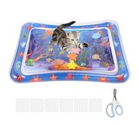 WatDenyFine Tapis D’Eau Chat, Équipé de 1 Paire de Coupe-Ongles pour Animaux de Compagnie 10 Pièces Feuille et 1 Pompe de Jeu D’Eau Chat Tapis de Jeu pour Chats Eau pour Chats et Chiens
