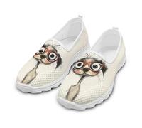 Watdotory Chaussures de marche en maille à enfiler pour femme, mocassins athlétiques, baskets légères et respirantes, Imprimé chien d'art, 38 EU