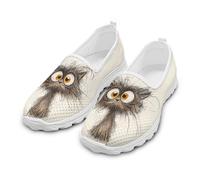 Watdotory Chaussures de marche en maille à enfiler pour femme, mocassins athlétiques, baskets légères et respirantes, Imprimé Art Kitty, 38 EU