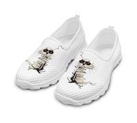 Watdotory Chaussures de marche en maille à enfiler pour femme, mocassins athlétiques, baskets légères et respirantes, Art Abstrait Chat, 35 EU