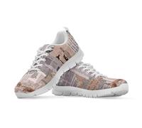 Watdotory Chaussures de marche légères à motif rétro en maille respirante pour adulte - Baskets quotidiennes - Baskets de course en plein air pour homme et femme, Motif journal d'art, 42 EU