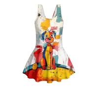 Watdotory Maillot de bain chat noir pour filles, Chiot coloré, 10-11 ans