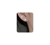 WATEFOER 2 Paires de Boucles d'oreilles Étoile pour Femme Boucles d'oreilles Hypoallergéniques Or/Argent, Boucles d'oreilles Étoile en Argent Sterling Bijoux Cadeaux pour Femmes Filles (Argent)