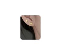 WATEFOER 2 Paires de Boucles d'oreilles Étoile pour Femme Or/Argent, Boucles d'oreilles Étoile en Argent Sterling Bijoux Cadeaux pour Femmes Filles