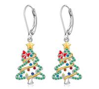 WATEFOER Boucles d'oreilles de Noël pour femmes, boucles d'oreilles pour décoration de Noël, boucles d'oreilles arbre de Noël, collier de Noël décorations de Noël cadeaux pour la fête de Noël, taille