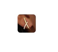 WATEFOER Boucles d'oreilles en Or/Argent pour Femmes Clous d'oreilles en croix en X Minimalistes Zircone Clous d'oreilles Légers Hypoallergéniques Bijoux de mode Cadeaux (Or CZ)