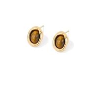 WATEFOER Boucles d'oreilles en pierres œil de tigre pour femmes, boucles d'oreilles carrées en plaqué or 14k, boucles d'oreilles en argent S925 hypoallergénique cadeaux originaux