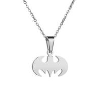 WATEFOER Collier chauve-souris pour hommes et femmes en acier inoxydable léger Anime gothique cool hippie chauve-souris pendentif collier, bijoux cadeau de Noël, Saint-Valentin et Halloween (Argent)