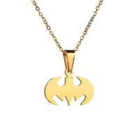 WATEFOER Collier chauve-souris pour hommes et femmes en acier inoxydable léger Anime gothique cool hippie chauve-souris pendentif collier, bijoux cadeau de Noël, Saint-Valentin et Halloween (Or)