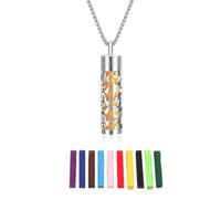 WATEFOER Collier d'huiles essentielles pour Femmes, Collier Pendentif d'aromathérapie en Acier Inoxydable avec 10 tampons en Feutre, Cadeau de Bijoux d'huiles essentielles pour Femmes et Hommes (A)