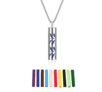 WATEFOER Collier d'huiles essentielles pour Femmes, Collier Pendentif d'aromathérapie en Acier Inoxydable avec 10 tampons en Feutre, Cadeau de Bijoux d'huiles essentielles pour Femmes et Hommes (D)