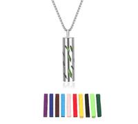 WATEFOER Collier d'huiles essentielles pour Femmes, Collier Pendentif d'aromathérapie en Acier Inoxydable avec 10 tampons en Feutre, Cadeau de Bijoux d'huiles essentielles pour Femmes et Hommes (E)