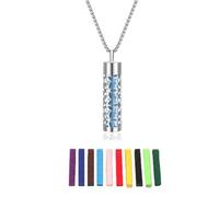 WATEFOER Collier d'huiles essentielles pour femmes, collier pendentif d'aromathérapie en acier inoxydable avec 10 tampons en feutre, cadeau de bijoux d'huiles essentielles pour femmes et hommes (H)