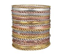 WATEFOER Ensemble de bracelets bohème en or pour femme Indien Multicouches Empilable Brillant Bracelets Bijoux de mode Cadeaux pour mariage Anniversaire Saint-Valentin (C-Multicolor 19pcs)