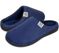 WateLves Chaussons Homme Pantoufle Femmes Hiver Court Peluche mémoire Mousse Chaud Coton Mixte Adulte (Bleu foncé, 46/47EU)
