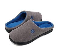 WateLves Chaussons Homme Pantoufle Femmes Hiver Court Peluche mémoire Mousse Chaud Coton Mixte Adulte (Gris Bleu, 46/47EU)
