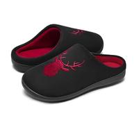 WateLves Chaussons Homme Pantoufle Femmes Hiver Court Peluche mémoire Mousse Chaud Coton Mixte Adulte (Élan rouge, 44/45EU)