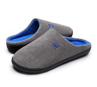 WateLves Chaussons Homme Pantoufle Femmes Hiver Court Peluche mémoire Mousse Chaud Coton Mixte Adulte (Gris Bleu, 44/45EU)