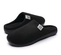 WateLves Chaussons Homme Pantoufle Femmes Hiver Court Peluche mémoire Mousse Chaud Coton Mixte Adulte (Noir, 36/37EU)