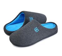 WateLves Chaussons Homme Pantoufle Femmes Hiver Court Peluche mémoire Mousse Chaud Coton Mixte Adulte (Gris bleu stylisé, 46/47EU)