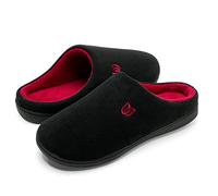 WateLves Chaussons Homme Pantoufle Femmes Hiver Court Peluche mémoire Mousse Chaud Coton Mixte Adulte (Noir Rouge, 36/37EU)