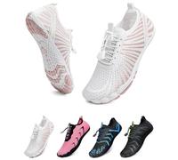 WateLves Chaussures Pieds Nus Chaussures De Course Hors Route Hommes Femmes Chaussures d'eau Pieds Nus Natation Plage SéChage Rapide Respirant AntidéRapant Hommes Femmes(Blanc Orange 42)