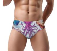 Water And Fire Volleyball Print Slip Homme Triangle Bikinis Sous-vêtements Imprimés Slip Respirant, Thème océan 5, XXL