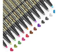 Water based metal, Stylos Métalliques 12 Couleurs Marqueurs Métalliques Feutres Acryliques pour Album de Scrapbooking, Mariage/Anniversaire Livre d'or, Pages Noires, Loisirs Créatifs (12 couleurs)