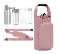 Water Bottle Holder - Insulated Drawstring Carrier, Universal Water Bottle Purse with Adjustable Shoulder Strap, Padded Protective Sleeve with, Metal Hardware, Hands-Free Caddy for Hiking Travel Gym