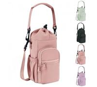 Water Bottle Shoulder Bag- The Outdoor Companion, Water Bottle Crossbody Carrier Bag with Adjustable Strap, Water Bottle Bag Crossbody, for Outdoor Gear for Daily Commuting (Pink)