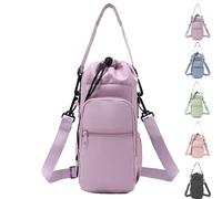 Water Bottle Shoulder Bag - The Ultimate Outdoor Companion, Water Bottle Carrier Bag with Strap and Phone Pocket for Camping Outdoor Sports (Purple)