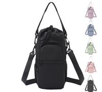 Water Bottle Shoulder Bag - The Ultimate Outdoor Companion, Water Bottle Carrier Bag with Strap and Phone Pocket for Camping Outdoor Sports (Black)