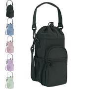 Water Bottle Shoulder Bag - The Ultimate Outdoor Companion, with Zipper Pocket for Camping Outdoor Sports (Black)