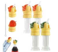 Water Bottle Spout Conversion Cap with Straw, Reusable Straw Cap Portable Water Bottle Spout Adapter, No Spill Soft Silicone Straws Makes Drinking on the Go, for Bottles Mouths (4PCS*MIX)