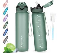 Water Bottle With Flip Top Lid Leak Proof Bpa Free With Straw,Dishwasher Safe,Non Toxic Water Jug With Carrying Strap