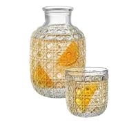 Water Carafe With Cup,Dustproof Clear Mouthwash Dispenser | Carafe à eau de chevet en verre peu encombrante | For Wine Liquids Bedroom Bathroom Home Kitchen Dining Party