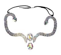 Water Drop Forehead Headband Chain Hair Jewelry Elegant Bridal Colorful Rhinestone Head Chain Women Headpiece pour les occasions spéciales et les festivals(SILVER)