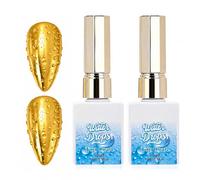 Water Drop Gel Top Coat,No Wipe,3D Rain Drop Effect Glossy Shiny Nail Art Top coat,DIY Bubble Ice Dew Soak Off UV LED Gel Nail Polish at Home -2 ×15ML