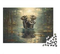 Water éléphant Puzzle 1000 Pièces Cadeau Unique Tropical Rain Forest Jeu Éducatif Challenge Toy À De Qualité Supérieure Peinture Art pour Adultes Enfants 1000pcs (75x50cm)