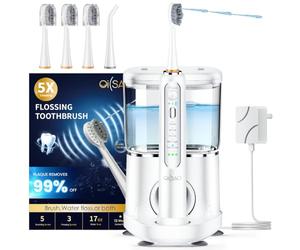Water Flosser Ensemble brosse à dents électrique Sonic Advanced 2.0 et irrigateur bucco-dentaire, réservoir de 500 ml, 3 têtes de brosse et 1 embout de jet pour le soin quotidien des gencives et le